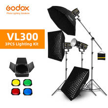Godox 3pcs VL300 300W 5600K White Version LED Video Continuous Light + 70x100cm Grid Softbox + 2.8m Light Stand Studio Light 2024 - buy cheap