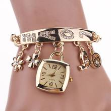 Conjunto de relógio de pulso feminino, conjunto de pulseira de quartzo com corrente, da moda, com strass 2024 - compre barato