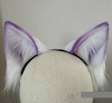 New White Purple Wolf Fox Cat Ears Hair Hoop Tail Set Hand Made Work For KC Cosplay Party Game Costume Accessories Custom Made 2024 - buy cheap