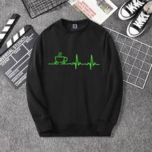 Electrocardiograma xícara de chá moletom dos homens harajuku streetwear crewneck hoodies 2020 nova gola redonda pullovers masculino marca topos 2024 - compre barato