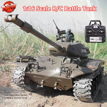 Tanque de controle remoto realista de metal, tamanho grande, 1:16, para airsoft, imitação de fumaça e som, tanque de batalha rc 2024 - compre barato