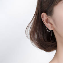 925 Sterling Silver Clip Earrings Without Piercing Tassel Ear Line Chain Earings Fashion Jewelry For Women Girl Heart Ear Cuff 2024 - buy cheap