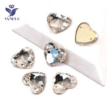 YANRUO-piedras de cristal con forma de corazón para costura, cristal transparente, artesanía, parte trasera plana, 3259 2024 - compra barato
