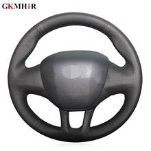 Black Artificial Leather Hand-stitched Car Steering Wheel Cover for Peugeot 208 2011-2019 Peugeot 2008 2013-2019 2024 - buy cheap