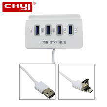 CHYI-Hub Micro USB 2,0 con 4 puertos, accesorio con soporte para teléfono, alta velocidad, OTG, Multi USB, para ordenador, portátil y PC 2024 - compra barato