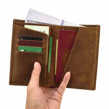 Crazy Horse Leather Cash Passport Card Holder Retro Card Case Man Women Long Wallets Men Cowhide Business Travel Passport Holder 2024 - buy cheap
