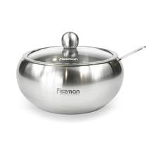 Fissman Sugar Bowl Stainless Steel Cruet with Lid&Spoon Salt Shaker Sauce Cruet Seasoning Jar 2024 - buy cheap