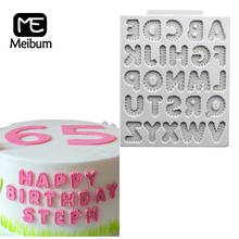 Meibum-Molde de silicona para Fondant, bordado con letras del alfabeto, para decoración de pasteles, galletas, pasta de goma de mascar de Chocolate, artesanía de azúcar 2024 - compra barato
