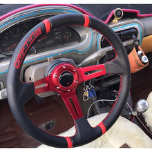 Spceddy mcx volante de corrida universal, 14 polegadas (350mm), em pvc, esporte, roda de direção em couro vermelho 2024 - compre barato