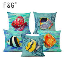 Tropical Fish Decorative Cushion Cover Ocean Style Linen Throw Pillowcase for Sofa Garden Chair Decoration 2024 - buy cheap