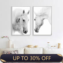 Постер в скандинавском минималистическом стиле, черно-белая животная, лошадь, Картина на холсте высокой четкости, живопись, украшение для гостиной 2024 - купить недорого