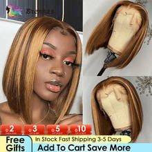 Ombre Highlight Straight Bob Wig 13X4 Lace Front Wigs Baby Hair Brazilian Human Remy Hair Wigs Honey Blonde Wigs For Black Women 2024 - buy cheap