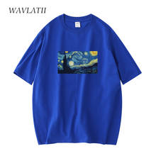 WAVLATII Camisetas estampadas a la moda para mujer, camisetas informales para mujer, ropa de calle para mujer, camisetas de manga corta blancas, negras y azules, WT2110 2024 - compra barato