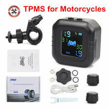 Tpms para motocicletas em tempo real sistema de monitoramento pressão dos pneus sem fio display lcd 2 sensores externos frete grátis 2024 - compre barato