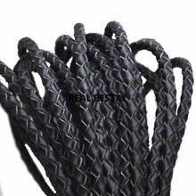 2 m/lote de cordón de tira de cuero genuino trenzado negro redondo de aproximadamente 6mm, cuerda para pulsera, collar, joyería, cordones de cuero de vaca 2024 - compra barato