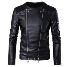 Harajuku-chaquetas de cuero sintético para hombre, ropa de moda negra para motocicleta, prendas de vestir de marca, chaqueta informal de PU de talla grande 5XL, Otoño, 2020 2024 - compra barato