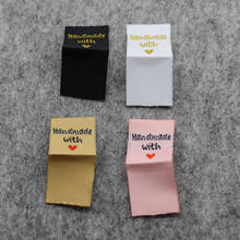 Etiquetas doradas hechas a mano, etiquetas doradas hechas a mano, tejidas para artículos hechos a mano, etiquetas de cuello personalizadas para ropa 2024 - compra barato
