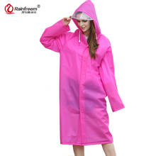 Rainfreem New Arrival Portable EVA Raincoat Women/Men Impermeable Plastic Transparent Rain Coat 7 Colors Rain Gear Poncho 2024 - купить недорого