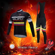 Conjunto de Jersey de ciclismo para hombre, ropa térmica de lana para bicicleta de carretera, traje de babero, uniforme de MTB, moda de invierno, 2021 2024 - compra barato