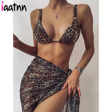 Sexy micro bikini 2021 leopardo maiô feminino malha cover up beach wear tanga 3 peça conjunto biquinis nadar para maiô 2024 - compre barato