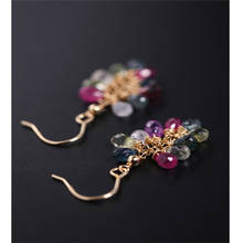 DAIMI Faceted Color Sapphire Earrings Female Genuine Yellow 14K Gold Filled Handmade Grape String Earrings 2024 - buy cheap
