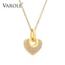 VAROLE Cute Mini Heart Necklaces with Cubic Zirconia Gold Color Necklace For Women Jewelry Kolye Collier 2024 - buy cheap