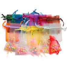 100 unids/lote de bolsas de Organza de 7x9cm,9x12cm, bolsas de dulces para regalos, embalaje de joyería, 23 colores 2024 - compra barato