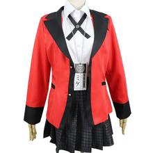 Популярные крутые костюмы для косплея аниме Kakegurui Yumeko Jabami, японская школьная форма для девочек, полный комплект, куртка + рубашка + юбка + чулки + галстук 2024 - купить недорого