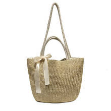 Women Ladies Rattan Straw Bag Summer Woven Messenger Crossbody Beach Bags Girls Ribbon Bow Handbag Bags 2024 - buy cheap