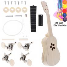 21 Inch Ukulele DIY Kit Basswood Soprano Hawaii Guitar with Sakura Sound Hole Handwork Painting for Parents-child Campaign 2024 - buy cheap