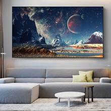 Постеры на холсте с изображением Вселенной, звезд, планеты, пейзажа, космоса, экзопланеты, галактики, Настенная картина для гостиной 2024 - купить недорого