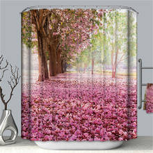 Cortina de banheiro tipo árvore, flores de cerejeira, tecido de poliéster à prova d'água com ganchos para cortina de banheiro 2024 - compre barato