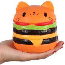 Cabeça de gato fofa de hambúrguer esponjosa simulada de pão pu perfumada macia da rising para brinquedo de apertar de presente 2024 - compre barato