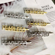 1 pc sem medo/letras abençoadas cristal hairpins strass grampos de cabelo metal barrettes cabelo jóias acessórios para meninas 2024 - compre barato