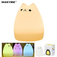 WAKYME LED Night Light Silicone Touch Sensor Desk Lamp Cute Cat Desktop Decorate 7 Colors USB Night Lights for bedroom Kid Gift 2024 - buy cheap