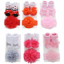 Conjunto de calcetines de encaje para bebé recién nacido, medias de princesa con lazo, conjunto de banda para el pelo, accesorios para fotos, Baby Shower 2024 - compra barato