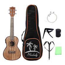 24 Polegada ukulele ukelele uke kit sapele madeira & lcd eq incluindo saco de transporte capo cordas cinta dedo maraca pano limpeza 2024 - compre barato
