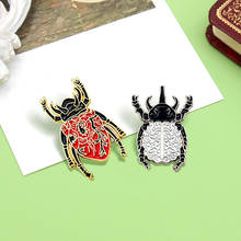 Insect Beetle Brooches Red heart White brain Beetle Enamel Pin Organ Brain Heart Brooch Lapel Badge Punk Jewelry Gift for Friend 2024 - buy cheap