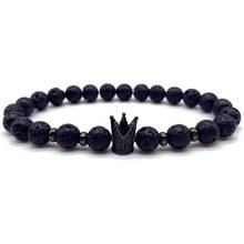 2020 New Classic Crown Men Bracelet Fashion 8mm Lava Stone Bead Charm Bracelet For Men Women Jewelry Gift 2024 - buy cheap