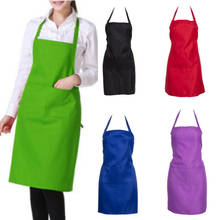 Avental de alta qualidade com bolso, 8 cores, liso, cores sólidas, para açougueiro, cozinha, artesanato, cozimento 2024 - compre barato