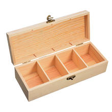 Caja de almacenamiento de madera para el hogar, contenedor de reloj de joyería de té con 4 compartimentos, organizador de decoración hecho a mano 2024 - compra barato