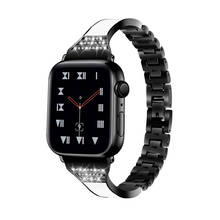 Diamante cerâmica pulseira para apple watch band 44mm 40mm iwatch 6/se/5/4/3/2/1 apple pulseira de relógio 42mm 40mm metal pulseira 2024 - compre barato