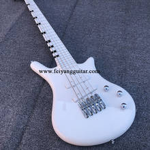 High-quality 5-string electric bass, W white bass, conjoined piano body, color can be customized, package freight 2024 - buy cheap