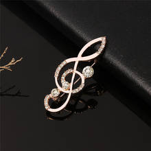 Simple Musical Note Shape Brooch Rose Gold Color Crystal Brooches For Women Men Concert Jewelry Musician Lapel Pins Gifts 2024 - buy cheap