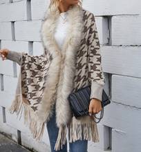 Knitted Cardigan Sweaters Cardigan Women 2021 Winter Warm Fur Collar Long Sleeve Cardigan Sweater Shawl Casual Jacket Fashion 2024 - buy cheap