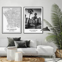 Poster Black and White World Map Canvas Picture Modern Decoration for Home Los Angeles Painting for Interior Frameless 2024 - buy cheap