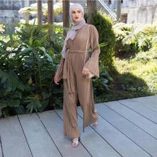 Fake two pieces islamic Diamond beading muslim suits sets female Arab fashion mall full pleated muslim dress + pant sets wq1159 2024 - buy cheap