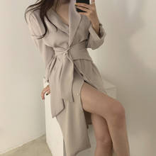 Vestido de oficina coreano para mujer, túnica larga, elegante, a la cintura, y la Oficina para el trabajo, 2020 2024 - compra barato