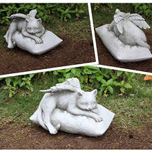 Angel Sleeping Cat Figurine Resin Statue Animal Memorial Outdoor Pet Tombstone Garden Ornament Outdoor Decor Home Decoration 2024 - buy cheap