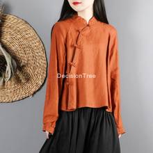 Roupas chinesas femininas 2021, blusa qipao, camisas, tangxiang antiga cheongsam, blusa de linho, oriental, hanfu, blusa cheongsam 2024 - compre barato